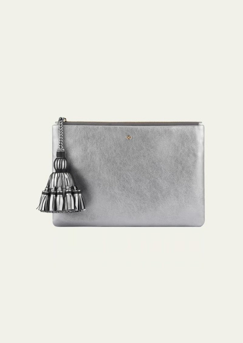Anya Hindmarch Georgiana Metallic Napa Zip Clutch Bag