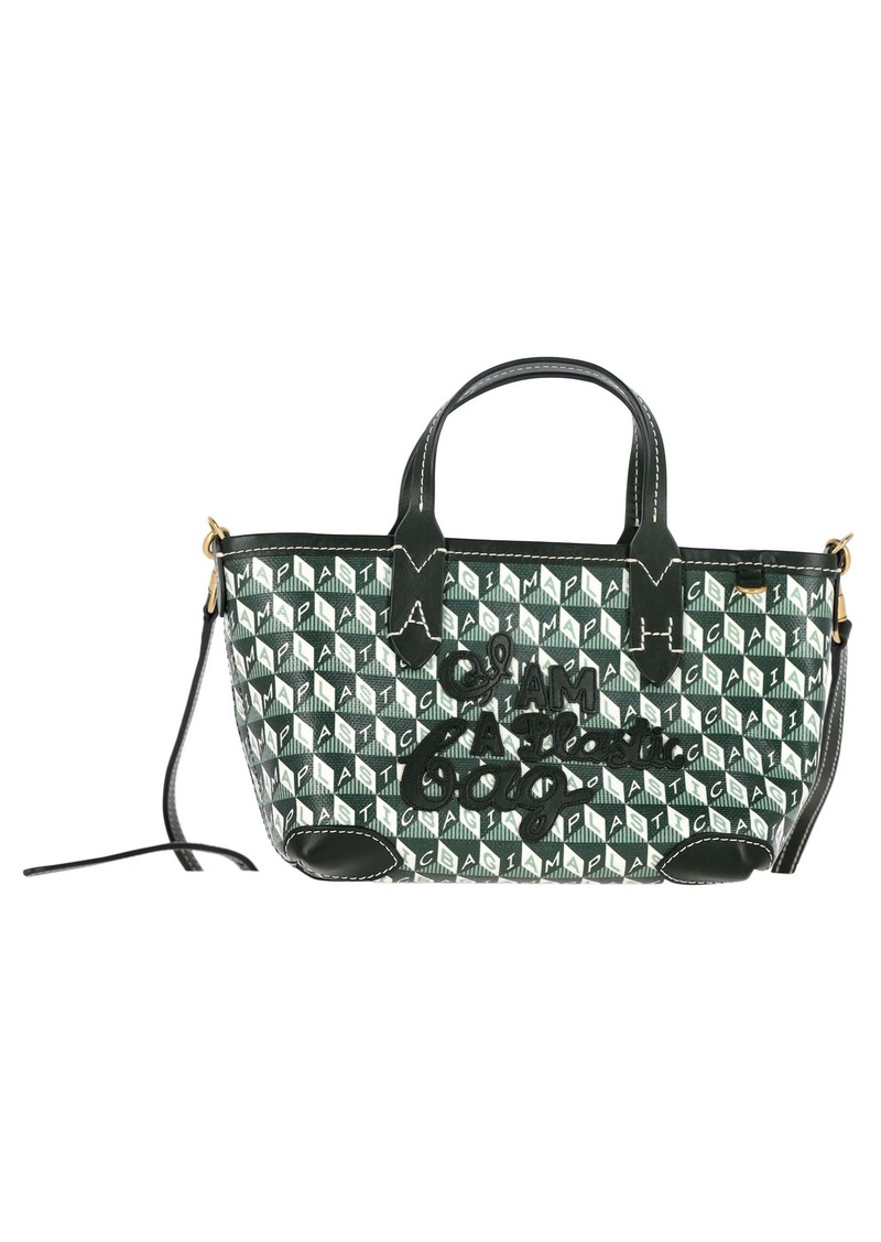 Anya Hindmarch I Am A Plastic Bag XS Tote in Green Canvas