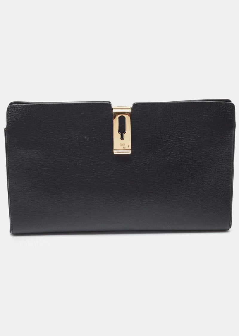 Anya Hindmarch Leather Metal Flap Clutch