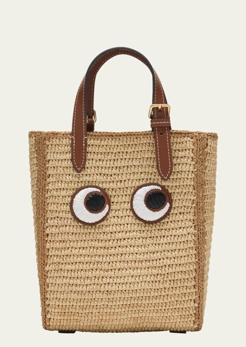 Anya Hindmarch Mini Eyes Raffia North-South Tote Bag