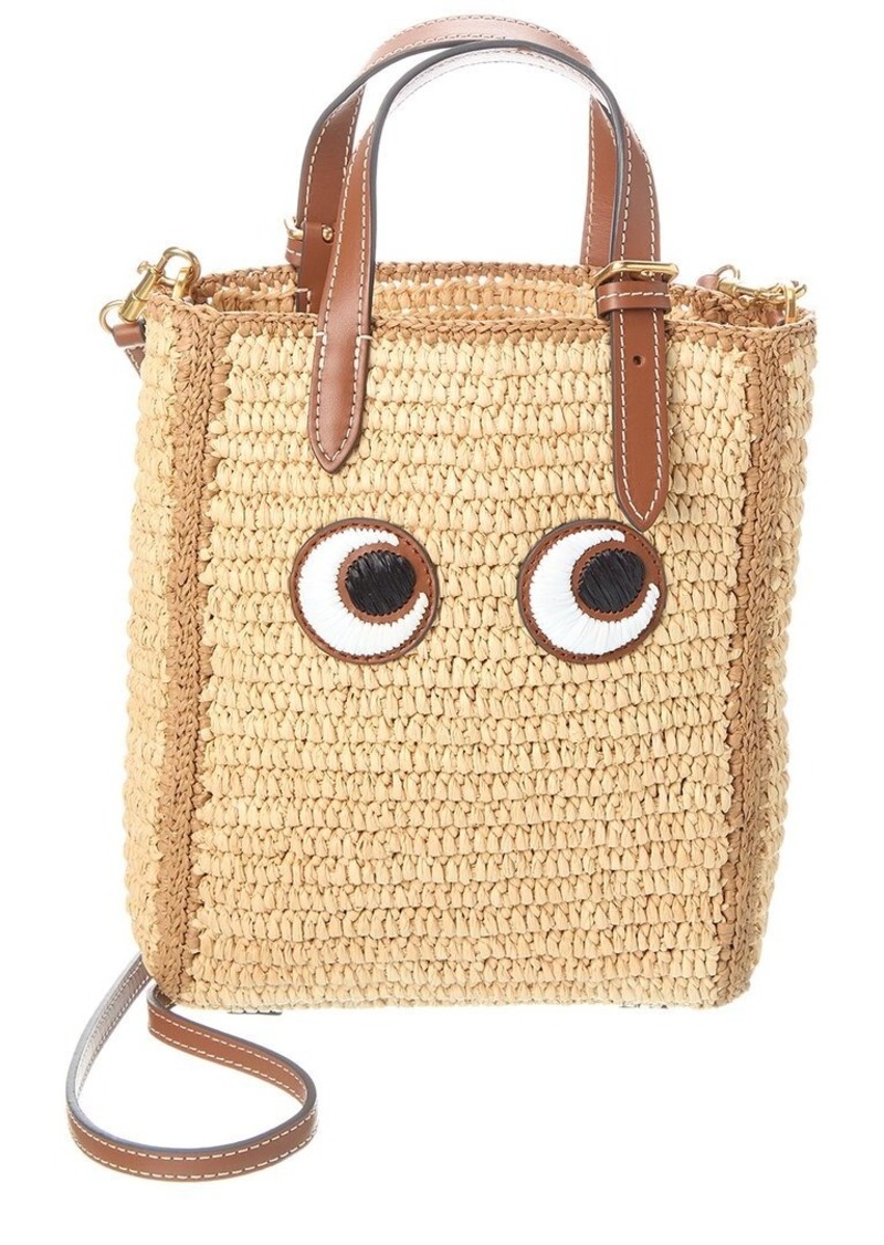 Anya Hindmarch N/S Mini Raffia & Leather Tote