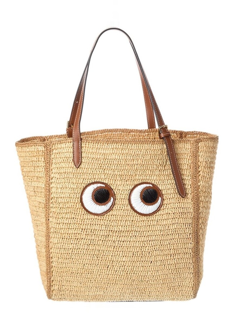 Anya Hindmarch N/S Small Raffia & Leather Tote