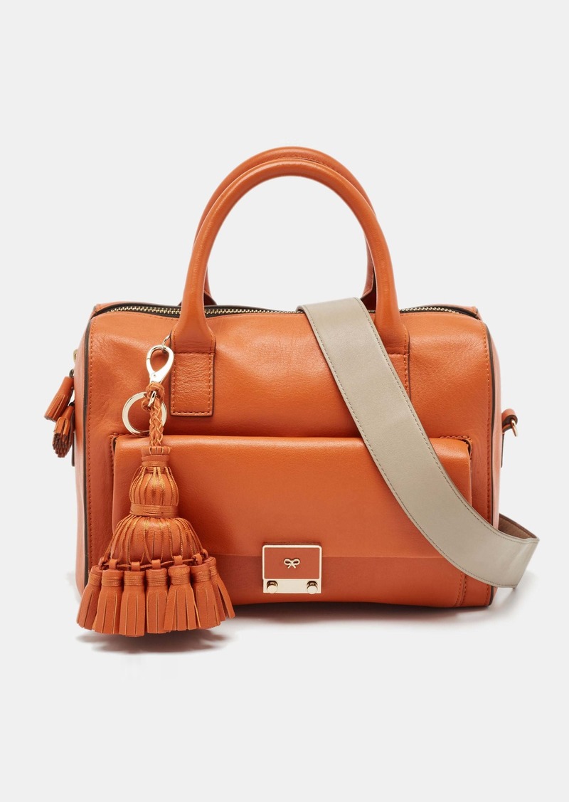 Anya Hindmarch Orange And Grey Leather Carker Satchel