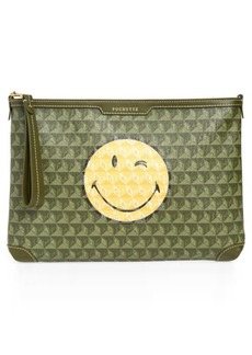 Anya Hindmarch SMILEY I am a Plastic Bag Wink Recycled Coated Canvas Zip Pouch