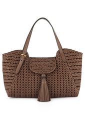 Anya Hindmarch The Neeson Tassel Woven Leather Tote in Vole at Nordstrom