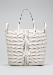 Anya Hindmarch The Neeson Two-Way Woven Leather Tote Bag  Chalk