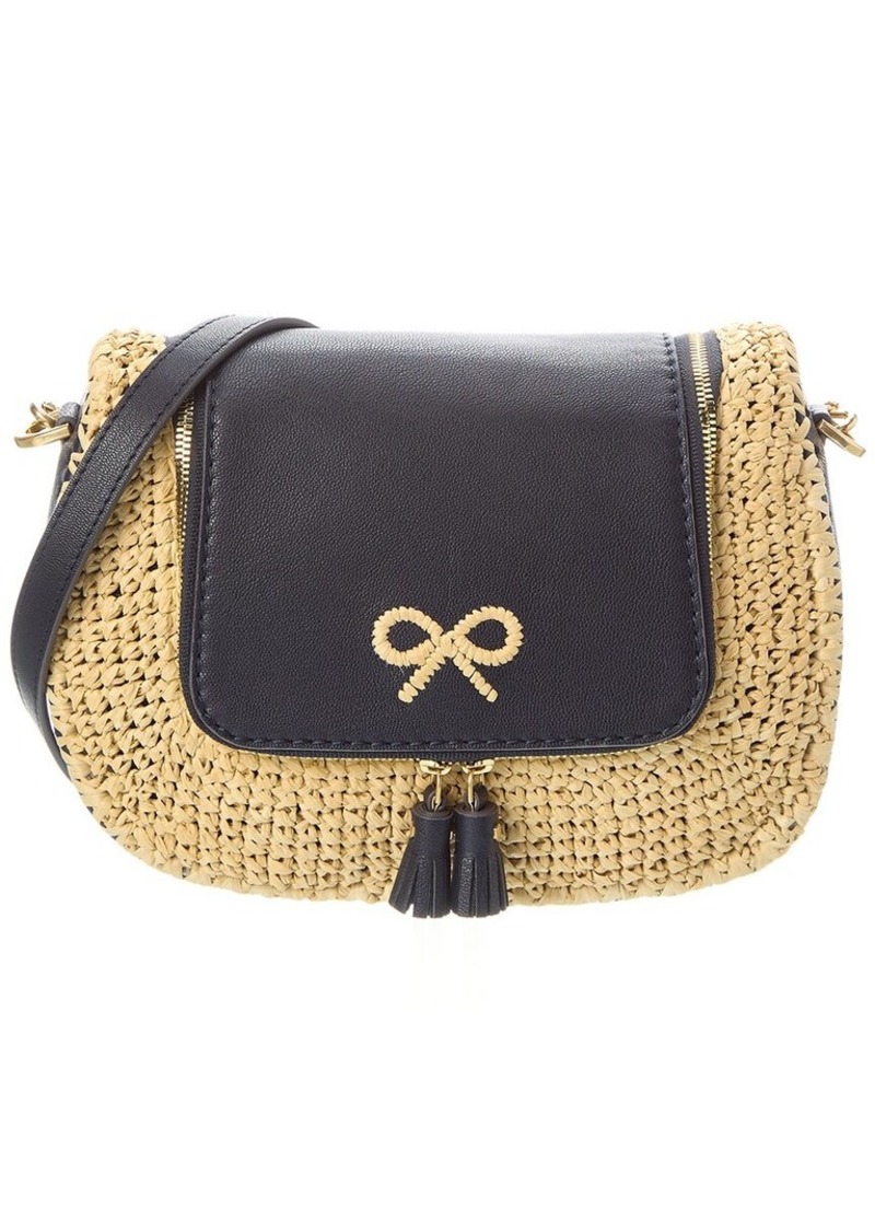 Anya Hindmarch Vere Small Raffia & Leather Shoulder Bag