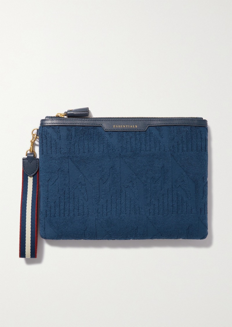 Anya Hindmarch Essentials Leather-trimmed Cotton-terry Pouch