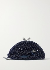 Anya Hindmarch Maud Whale Leather-trimmed Embellished Satin Clutch