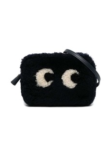 Anya Hindmarch Mini-Eyes faux-shearling crossbody bag