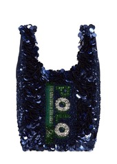 Anya Hindmarch Mini Sequined Polo Mint Top Handle Bag