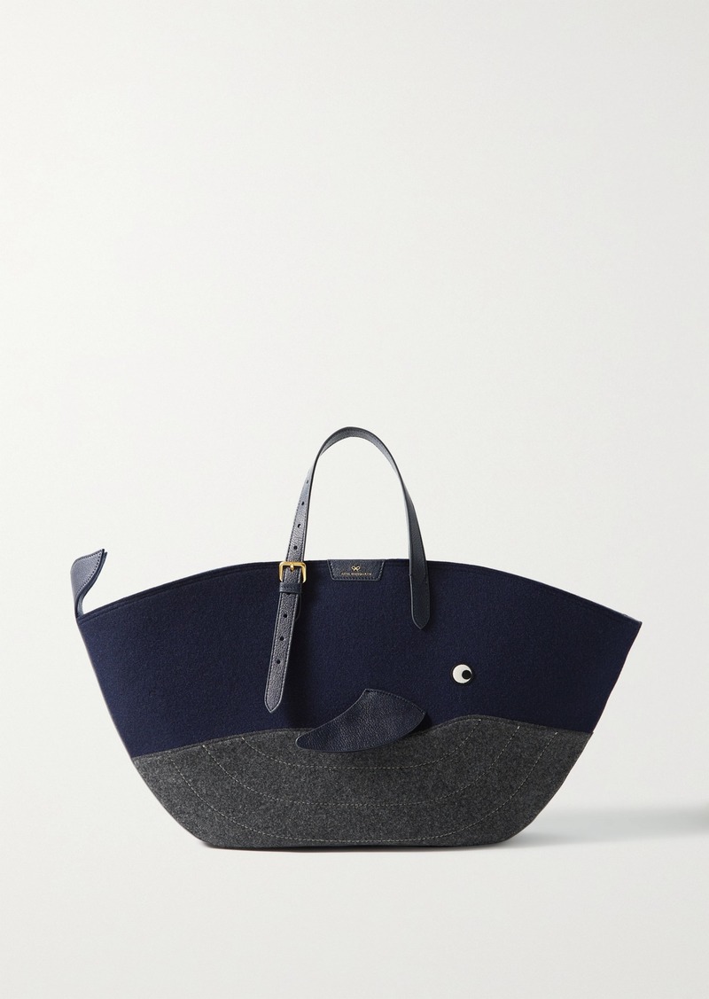 Anya Hindmarch Net Sustain Whale Leather-trimmed Recycled Wool-felt Tote