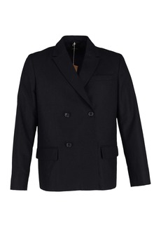 A.P.C. A. P.C. Double-Breasted Blazer in Navy Blue Wool