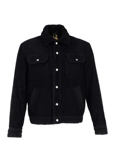 A.P.C. A. P.C. shearling-Collar Corduroy Jacket in Black Wool