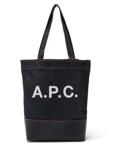 A.P.C. - Axelle Logo-print Denim And Leather Tote Bag - Mens - Navy