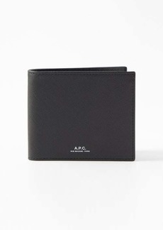 A.P.C. - Logo-print Grained-leather Bi-fold Wallet - Mens - Black