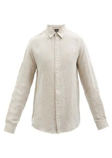 A.P.C. - Vincent Logo-emboridered Linen Shirt - Mens - Beige