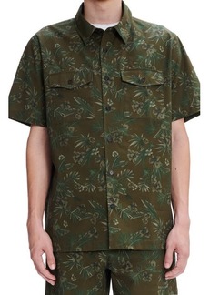 A.P.C. Chemisette Augustin Short Sleeve Cotton Button-Up Shirt in Khaki at Nordstrom