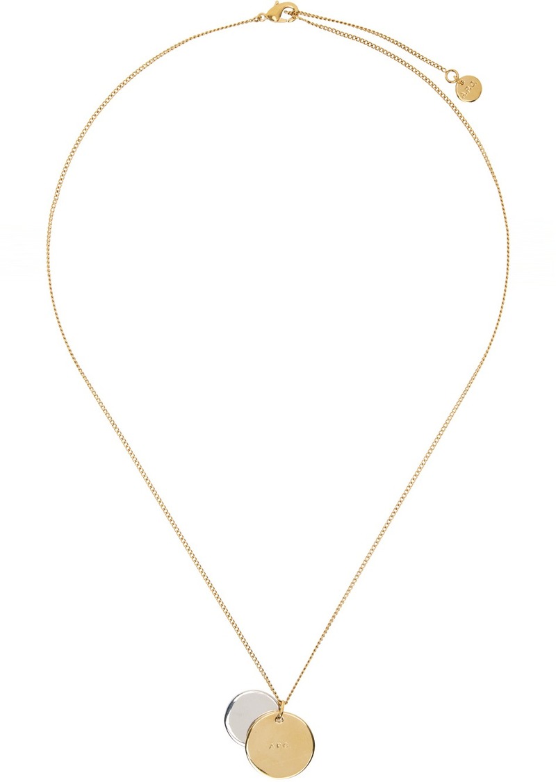 A.P.C. A. P.C. Gold Eloi Double Medallion Necklace