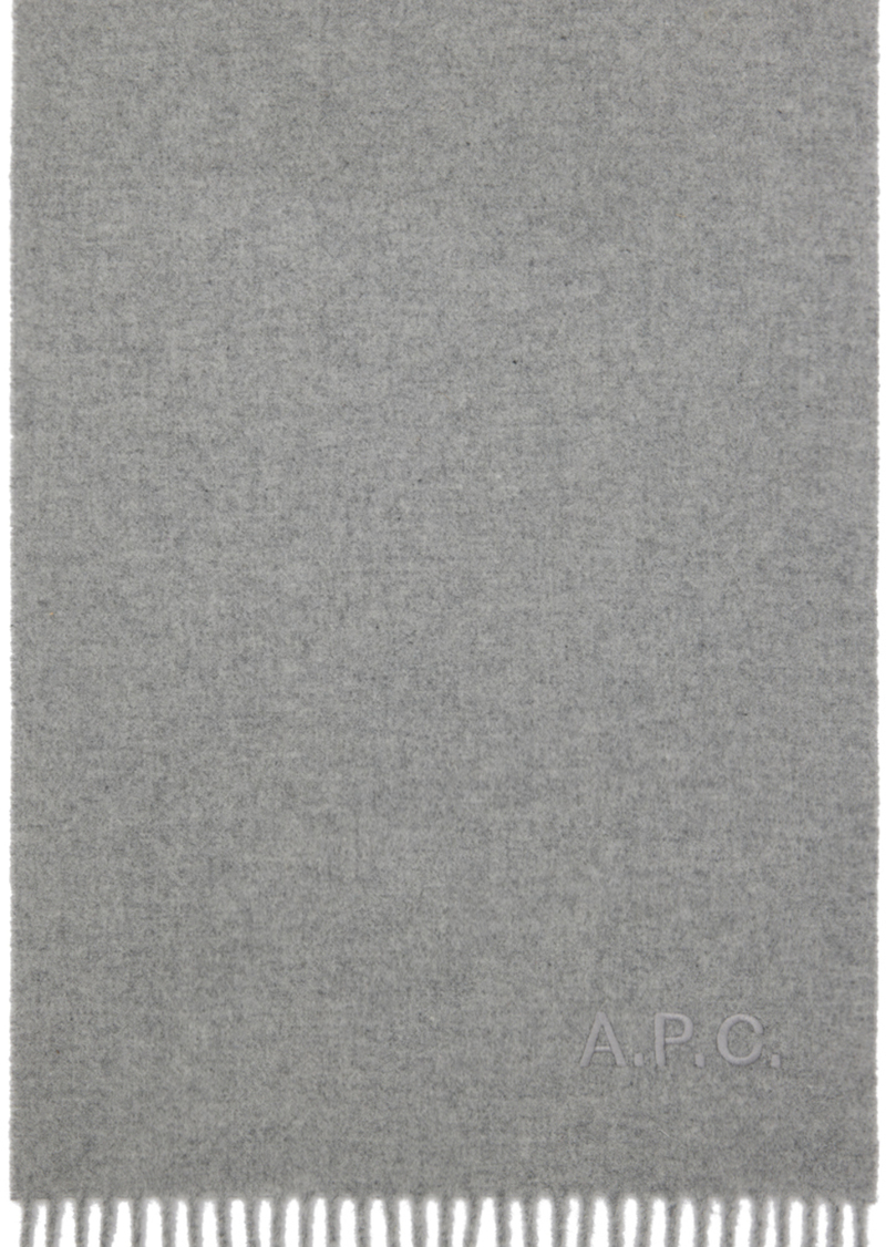 A.P.C. Gray Ambroise Embroidered Scarf