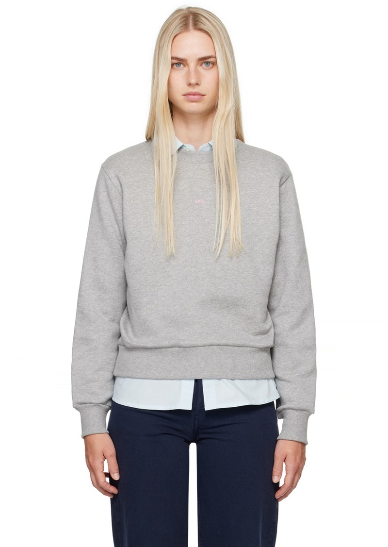 A.P.C. A. P.C. Gray Boxy Printed Micro Logo Sweatshirt