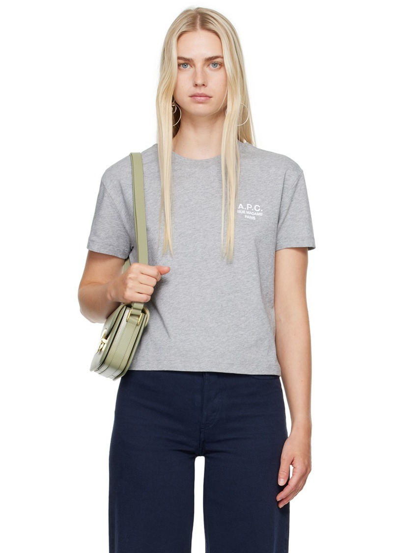 A.P.C. A. P.C. Gray Embroidered Logo T-Shirt