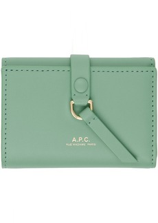 A.P.C. Green Noa Trifold Simple Wallet