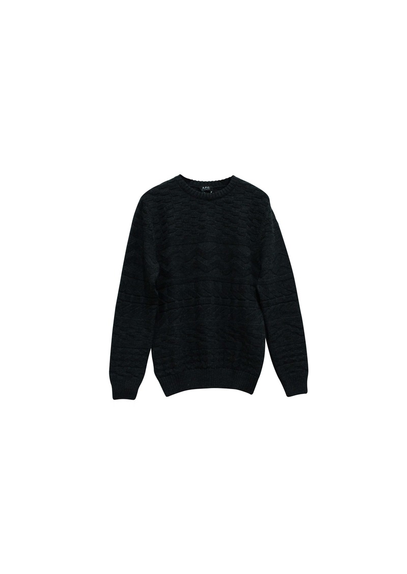 A.P.C. APC Jacquard Tonal Sweater in Grey Wool