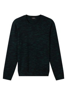 A.P.C. James Merino Wool Crewneck Sweater in Heathered Green at Nordstrom