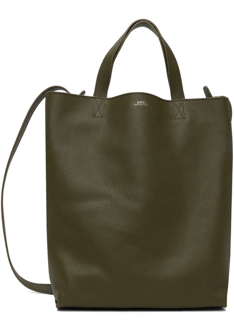 A.P.C. A. P.C. Khaki Maiko Medium Shopper Tote