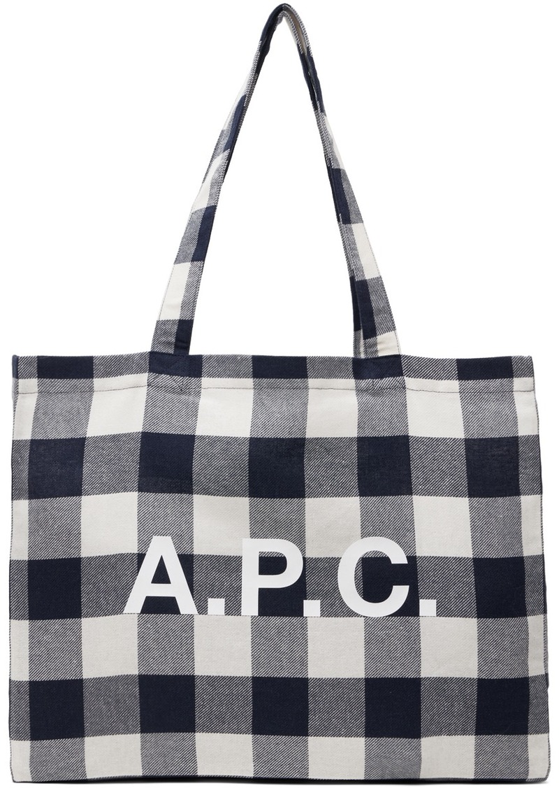 A.P.C. A. P.C. Navy & Off-White Diane Shopping Tote