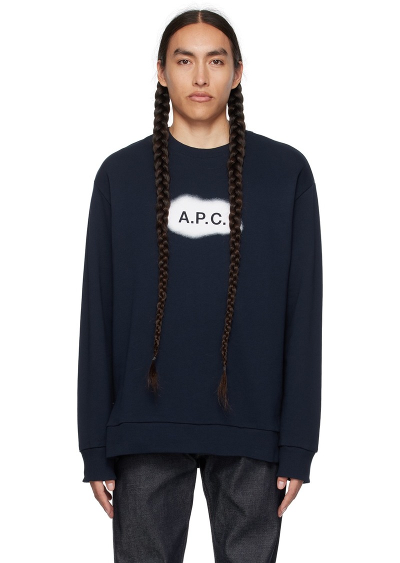 A.P.C. A. P.C. Navy Printed Sweatshirt