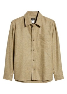 A.P.C. Recycled Cotton Flannel Shirt in Kaki Chine at Nordstrom