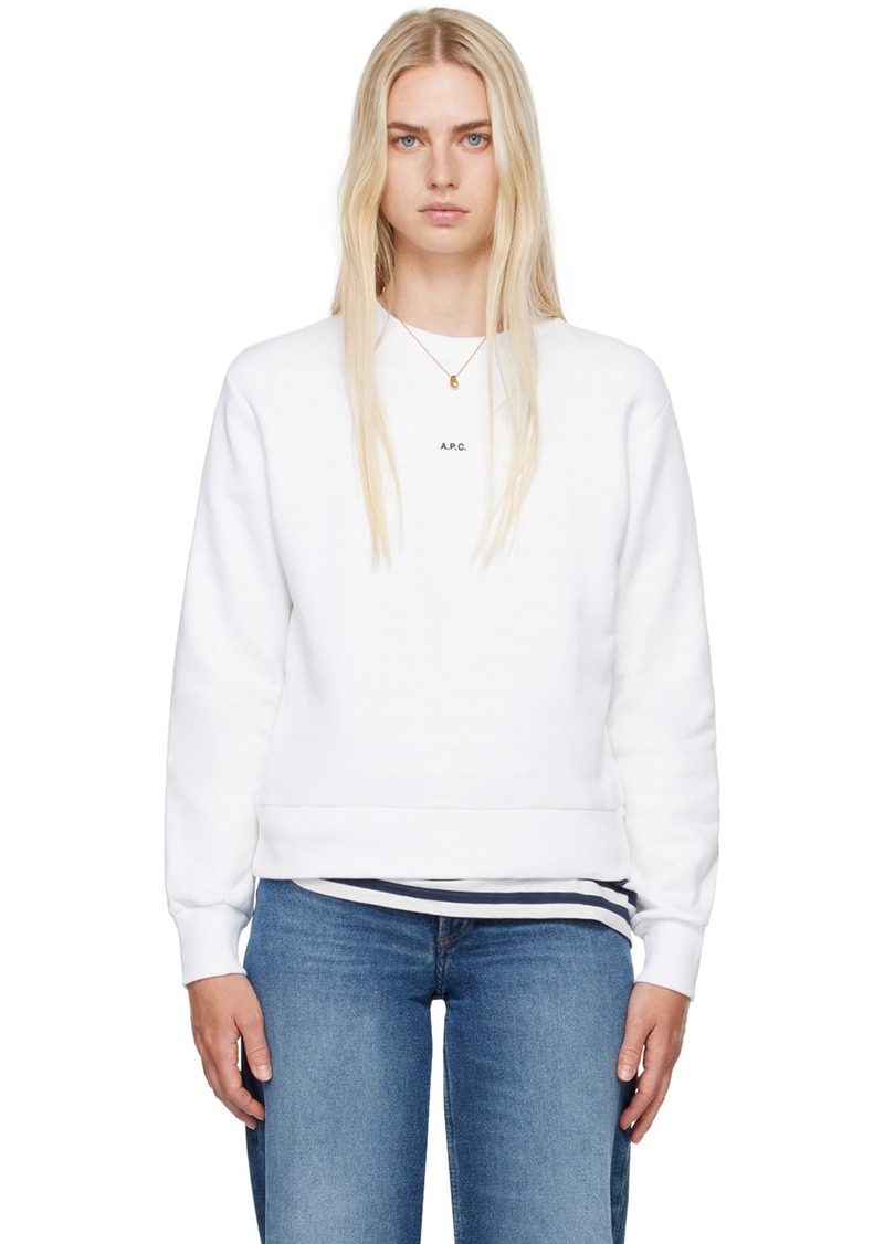 A.P.C. A. P.C. White Boxy Printed Micro Logo Sweatshirt