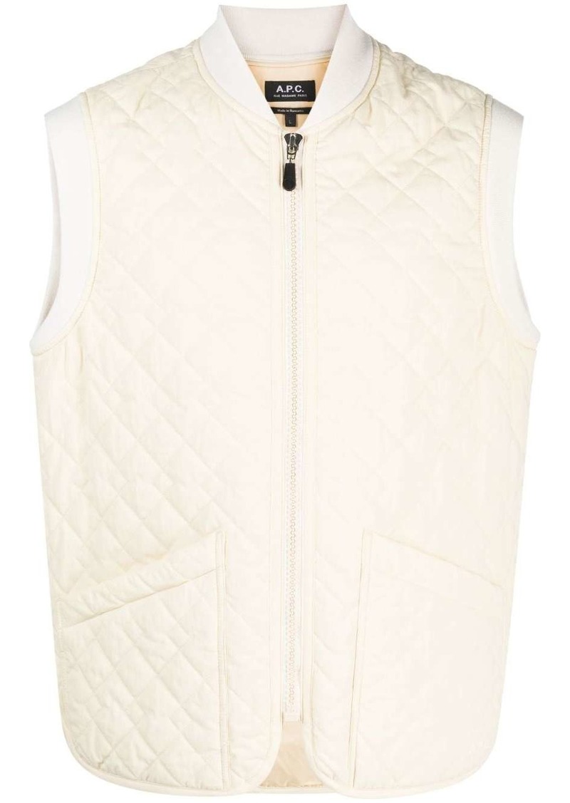 A.P.C. diamond-quilted zip-up gilet