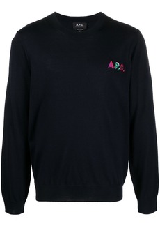 A.P.C. embroidered logo wool-blend sweatshirt