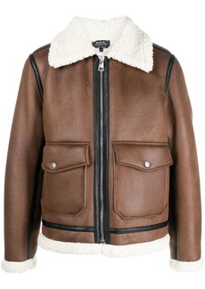 A.P.C. faux-shearling trim bomber jacket