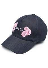 A.P.C. flower-print denim cap