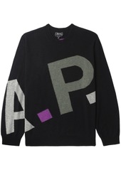 A.P.C. logo-intarsia merino-wool sweater