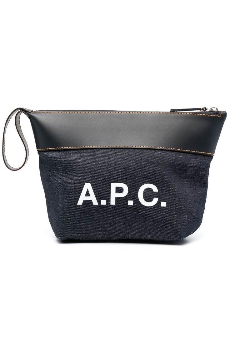 A.P.C. logo-print clutch bag