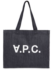 A.P.C. Logo Print Cotton Denim Tote Bag