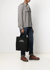 A.P.C. logo-print cotton tote