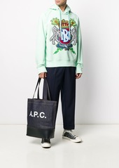 A.P.C. logo print denim tote