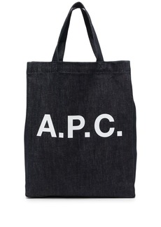 A.P.C. logo-print denim tote