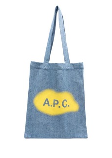 A.P.C. logo-print denim tote bag