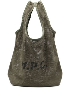 A.P.C. logo-print mesh tote bag