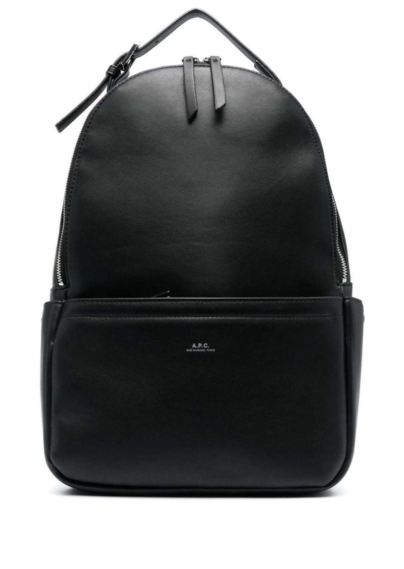 A.P.C. logo-stamp faux-leather backpack