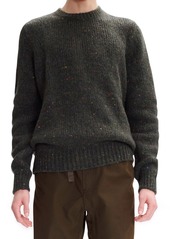 A.P.C. Fred Nep Flecked Crewneck Pullover in Jac Military Khaki at Nordstrom