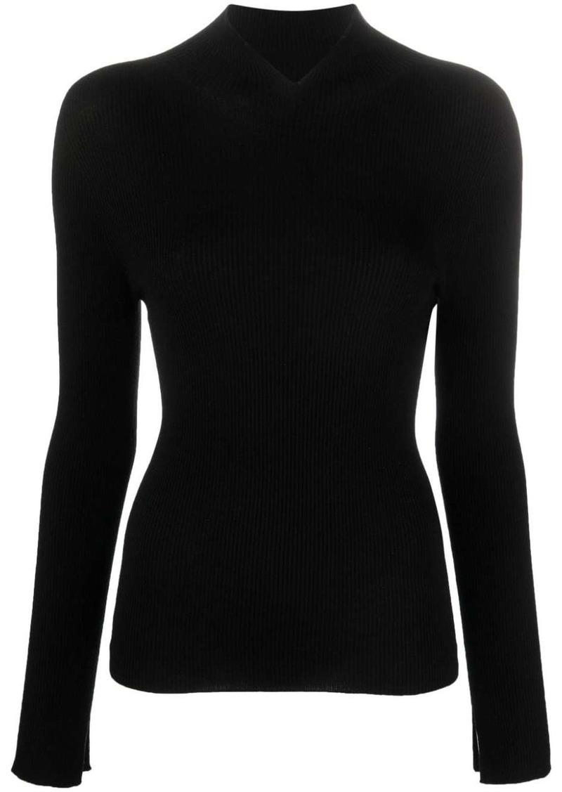 A.P.C. ribbed-knit split-neck jumper