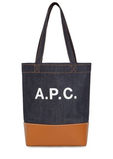 A.P.C. Small Logo Denim & Leather Tote Bag